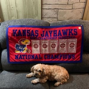 KANSAS BASKETBALL BANNER MEASURES 18” X 35”